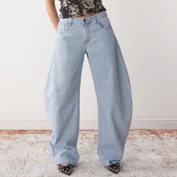 Lioness Horseshoe Barrel Jeans Women's Medium Light Wash - Picture 1 of 12